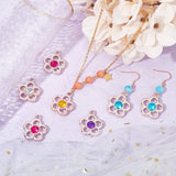 100Pcs UV Plating ABS Plastic Pendants, with Acrylic Rhinestone, Faceted, Flower, Mixed Color, 29x24.5x7mm, Hole: 3mm