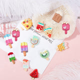 Resin Decoden Cabochons, Ice Lolly, Imitation Food, Mixed Shapes, Mixed Color, 23~29x12~20x4~7mm, 26pcs/box