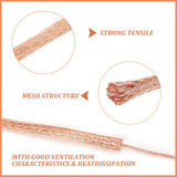 Braided Bare Copper Wire, Braid Cable Wire, Flat, Rose Gold, 1/4 inch(6mm), about 8.75 Yards(8m)/pc