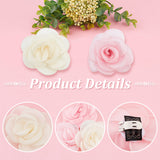 4pcs 2 colors Detachable Artificial Rose Organza Shoe Decoration, with Iron Buckle Clip, Mixed Color, 57~63x65~67x24~25mm, 2pcs/color