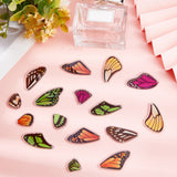 56Pcs 14 Style Printed Translucent Acrylic Pendants, Butterfly, Mixed Color, 15~36x13.5~23x2mm, Hole: 1.5mm, 4pcs/style