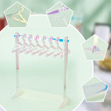 1 Set Acrylic Earring Display Stands, Coat Hanger Shape, Clear AB, Finished Product: 6x14x15cm, about 12pcs/set