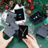 10Pcs Cardboard Jewelry Boxes, with Sponge Inside, Rectangle, Bowknot Pattern, Gray, 9.1x6.9x3.15cm