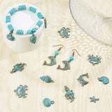 40Pcs 10 Styles Alloy Pendant, Antique Bronze & Blue Patina, Mixed Shapes, 12.5~31x8.5~24x2~6mm, Hole: 1.5~2.3mm, 4pcs/style