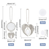 4 Sets 2 Style  Alloy Pendant Decoration Cabochon Settings, Flat Round with Wind, Platinum, 170mm, 2 sets/style