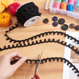 20 Yards Polyester Braid Trims with Elastic Button Loops, Buttonhole Ribbons for Costume Crafts and Sewing, with 1Pc Plastic Empty Spools, Black, 1/2 inch(14mm)