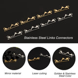 20Pcs 2 Color 201 Stainless Steel Links Connectors, Massif, Golden & Stainless Steel Color, 6x21x1mm, Hole: 1.2mm, 10pcs/color