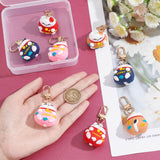 2Set PVC Cartoon Lucky Cat Doll Pendants Keychains, with Alloy Swivel Clasps and 304 Stainless Steel Open Jump Rings, Light Gold, 7.1cm, 4pcs/set