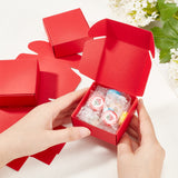 Paper Box, Flip Cover, Square, Crimson, 2-1/2x2-1/2x1-1/8 inch(6.5x6.5x3cm)