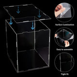 Rectangle Transparent Acrylic Collections Display Case, for Action Figures, Hat Storage Holder, Black, 26.4x21.3x25.8cm