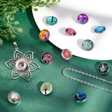 DIY Flat Round with Tree of Life Pendant Necklace Making Kit, Include Glass Buttons, Zinc Alloy Big Pendants Button, 304 Stainless Steel Chains Necklaces, Mixed Color, 14pcs/box