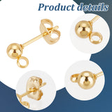 100Pcs 2 Color 304 Stainless Steel Ball Stud Earring Post, Earrings Findings, with Vertical Loops & 100Pcs Ear Nuts, Golden & Stainless Steel Color, 15x7x4mm, Hole: 1.7~2mm, Pin: 0.8mm, 50Pcs/color