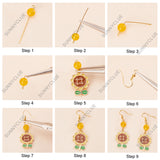 DIY Sunflower and Bee Earring Making Kit, Including Resin & Alloy Enamel Pendants & Links Connectors, Brass Earring Hooks, Natural Obsidian & Glass Pearl Beads, Golden, 112Pcs/box