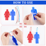 8Pcs Acrylic Gender Signs, 8Pcs Stainless Steel Keychain, for Bathroom, Toilet, Restroom, Mixed Color, Sign: 100~110x44~53x4.5~5mm, Hole: 3mm