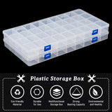 Plastic Storage Case, 36 Grids, with Removable Dividers, for Small Parts, Hardware and Craft, Rectangle, Clear, 36.5x20.3x3cm