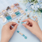 DIY Beads Jewelry Making Finding Kit, Including Natural Conch & Cowrie & Spiral Shell Beads, Starfish & Tortoise Dyed Synthetic Turquoise Beads, Mixed Color, 7~58x3~35x2~34mm, Hole: 1mm