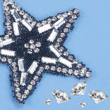 8Pcs 8 Style Star Glitter Hotfix Rhinestone, Iron on Patches, Dress Shoes Garment Decoration, Jet, 50~77x57~82x2~4mm, 1pc/style