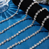 Iron Rhinestone Cup Chains, Wave Chain with Flat Round, with Curb Chains, with Card Paper, for Wedding Dress Decorative, Platinum, 8.5x4mm