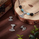 4Pcs 2 Style 304 Stainless Steel Pendants, Thor's Hammer, Antique Silver, 20~29.5x17~21x6~7mm, Hole: 3.5~4mm, 2pcs/style