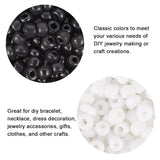 8/0 Glass Seed Beads, Opaque Colours Seed, Small Craft Beads for DIY Jewelry Making, Round, White & Black, 3mm, Hole:1mm, 2colors, 100g/color, 200g/set