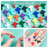 300Pcs 10 Colors Opaque Acrylic Beads, Cross, Mixed Color, 16x12x4.5mm, about 30pcs/color