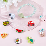 12Pcs 12 Style Food Grade Eco-Friendly Silicone Beads, Chewing Beads For Teethers, DIY Nursing Necklaces Making, Cactus & Donut & Pizza, Mixed Color, 13~35x21.5~34x7.5~15mm, Hole: 2~2.5mm, 1pc/style