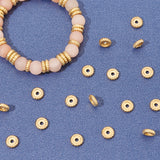 Brass Beads, Long-Lasting Plated, Matte Style, Textured, Flat Round, Real 18K Gold Plated, 7.5x2.3mm, Hole: 1.8mm, 50pcs/box