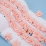 5 Yards Polyester Chiffon Lace Trim, 3D Flower Lace Ribbon for Costume Decoration, Light Salmon, 1-7/8~2 inch(49~51mm)