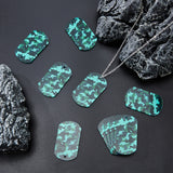 Acrylic Pendants, Rectangle with Camouflage Pattern, Green, 47x26.5x2.5mm, Hole: 3.5mm, 30pcs/box