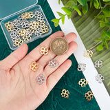 40Pcs 2 Colors 201 Stainless Steel Connector Charms, Clover Links, Golden & Stainless Steel Color, 15.5x12x1mm, Hole: 1mm, 20pcs/color