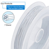 Tiger Tail Wire, 7 Strand Nylon-coated 304 Stainless Steel Wire, White, 0.3mm, about 328.08 Feet(100m)/Roll