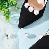 Plastic Imitation Pearl Shoe Decoration, Alloy Detachable Shoe Buckle Clips, with Iron Findings, Mixed Color, 21x18x13mm and 16x19x19mm, 3 pairs/box