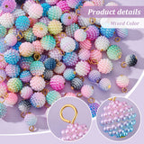 Imitation Pearl Acrylic Charms, with Iron Findings, Eound, Mixed Color, 14~18mm, Hole: 2.5~3.5mm, 100pcs/set