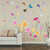 Rectangle PVC Wall Stickers, for Home Living Room Bedroom Decoration, Flower Pattern, 980x390mm