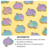 Alloy Pendants, Brain Shape, Rainbow Color, 22.5x21.5x2mm, Hole: 2mm, 40pcs/box