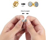Brass Magnetic Clasps with Loops, Oval, Silver, 11x7mm, Hole: 1.5mm, 100sets/box