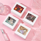 Square Foldable Creative Cardboard Box, Gift Box, with Window, White, 12x12x5.95cm