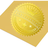 Self Adhesive Gold Foil Embossed Stickers, Medal Decoration Sticker, Crown Pattern, 5x5cm