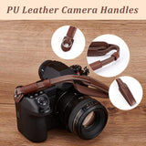 3Pcs 3 Colors PU Leather Camera Handles, Camera Wristlet Straps, Mixed Color, 230x11~22mm, 1pc/color