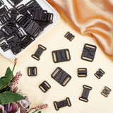 56Sets 4 Style Plastic Swimsuit Bra Hooks, Bra Strap Slide Hook, Clothing Bra Accessories, Black, 12sets/style
