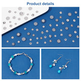 240Pcs 8 Style Stainless Steel Flower Bead Caps, Fancy Bead Caps, Stainless Steel Color, 5.5~10x5.5~10x1~4mm, Hole: 1~1.2mm, 30pcs/style