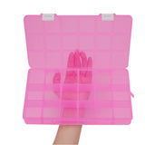 Plastic Bead Storage Containers, Removable 18 Compartments, Rectangle, Hot Pink, 24.2x15.5x3cm, 1 compartment: 4.5x3.8cm, 18 compartments/box