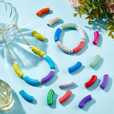 78Pcs 13 Colors Opaque Crackle Acrylic Beads, Curved Tube, Mixed Color, 36x13.5x11.5mm, Hole: 4mm, about 6pcs/color