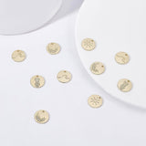 32Pcs 4 Style Alloy Charms, Cadmium Free & Nickel Free & Lead Free, Flat Round, Real 16K Gold Plated, 12x1~1.5mm, Hole: 1.5mm, 8pcs/style