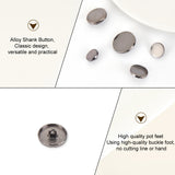 100Pcs 5 Styles Alloy Shank Buttons, 1-Hole, Flat Round, Gunmetal, 11.5~20x7mm, Hole: 2mm, 20pcs/style