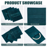 Velvet Jewelry Flap Pouches, Folding Envelope Bag for Earrings, Bracelets, Necklaces Packaging, Rectangle, Dark Green, 96x90x2.5mm