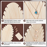 Wood Slant Back Necklace Display Stands, Pendant Necklace Organizer Holder for 5 Necklaces, Blanched Almond, 9x17.5x32.5cm