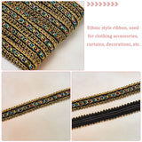 15 Yards Filigree Polyester Ribbon, Ethnic Style Ribbon, for Garment Accesories, Oval Pattern, Black, 1/2 inch(14mm)