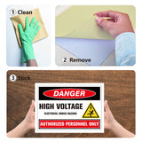 5Pcs Waterproof PVC Warning Sign Stickers, Vinyl Danger Safety Decals, Rectangle with Word, Sign Pattern, 25x17.5cm