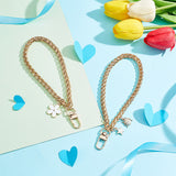 2Pcs 2 Style Iron Wheat Chain Bag Wristlet Straps, with Alloy Enamel Pendants and Swivel Clasps, for Bag Replacement Accessories, Light Gold, 16.5x0.6cm, 1pc/style
